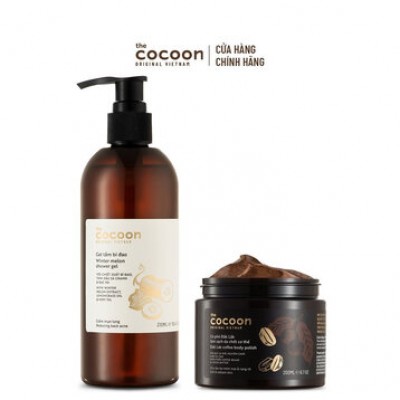 Combo Cocoon Gel Tắm Bí Đao 310ml + Cà Phê Đắk Lắk Tẩy Da Chết Cơ Thể 200ml